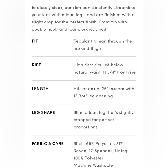 NWOT Ann Taylor Petite Slim Pants in Winter White Color - Picture 9 of 9